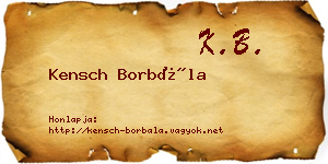 Kensch Borbála névjegykártya
